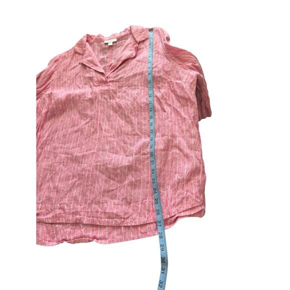 Charter Club Pink White Plus Striped Lagenlook Relaxed‎ Linen Blouse Size 2X - Picture 11 of 11